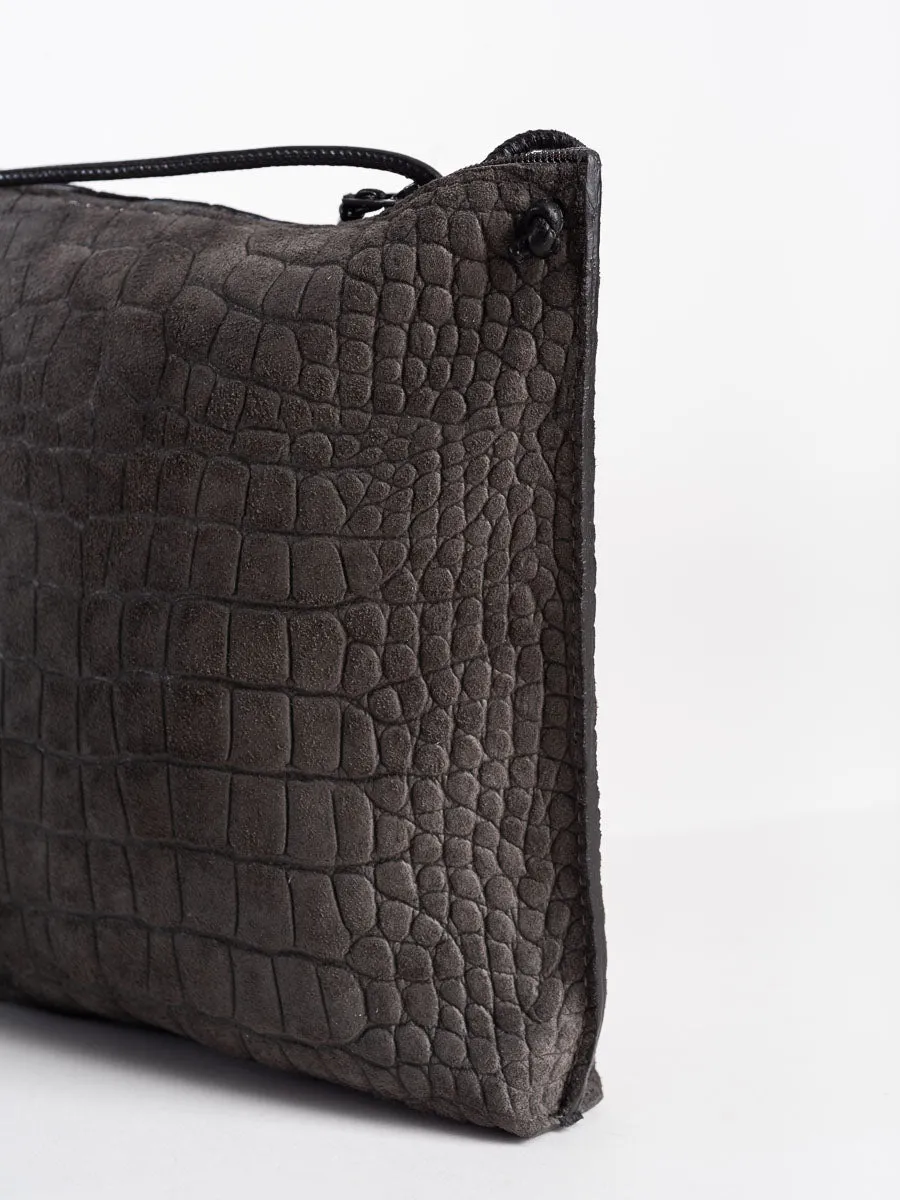 strappy pouch - flannel sueded gator