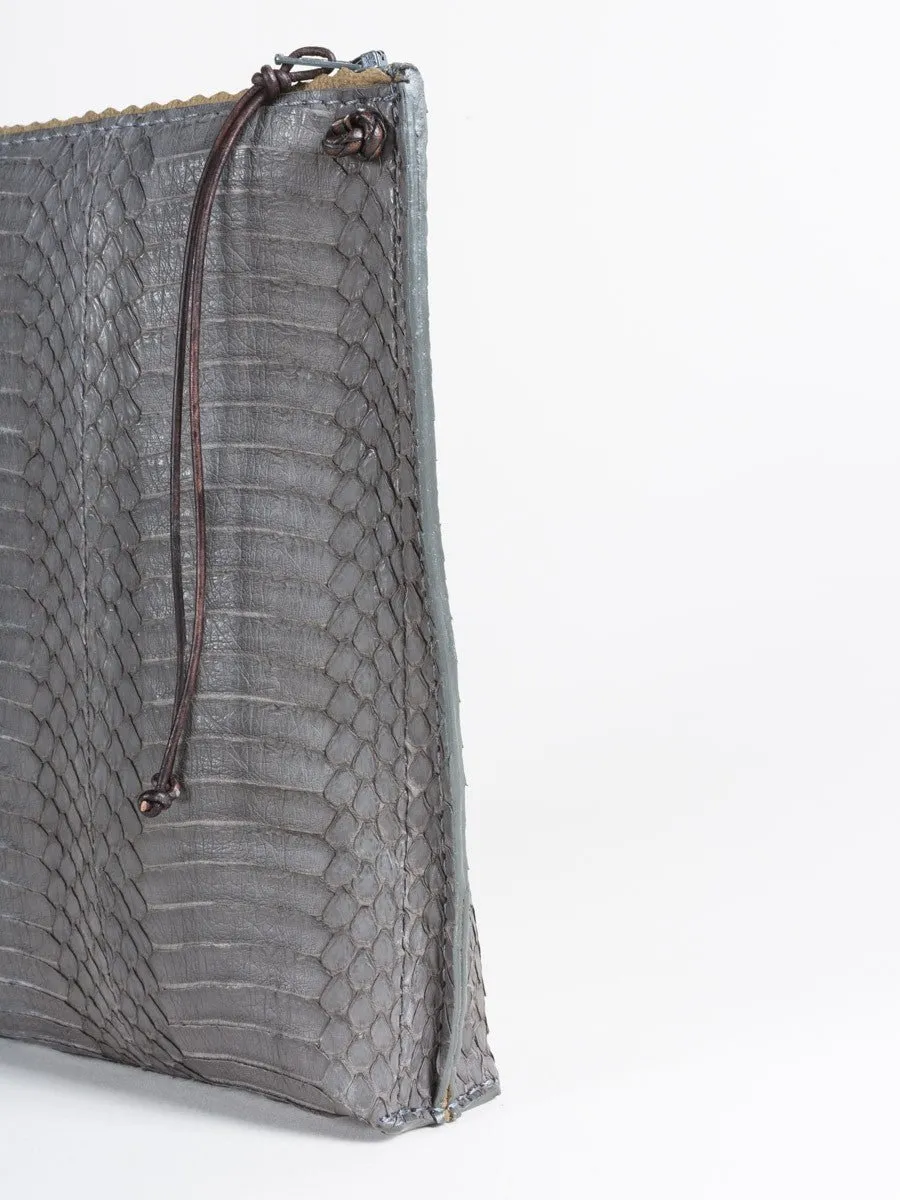 strappy pouch - snake grey