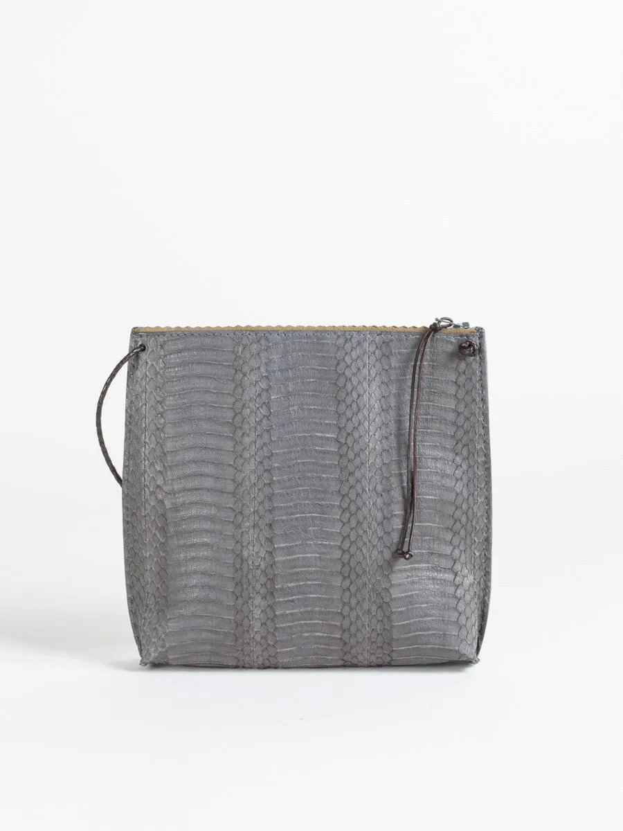 strappy pouch - snake grey