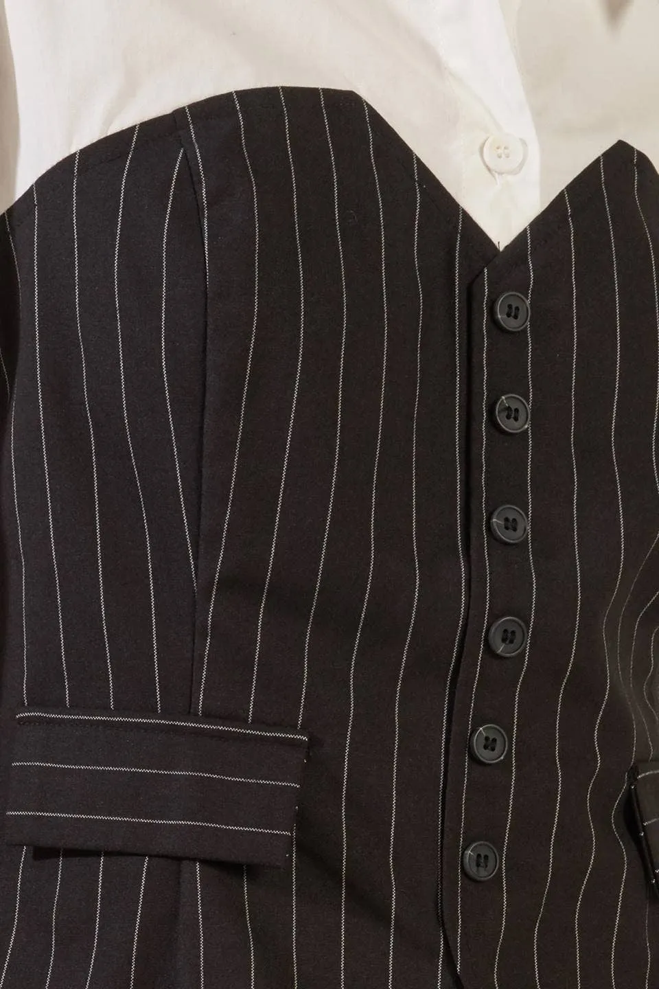 Striped Woven Corset Overlay Top
