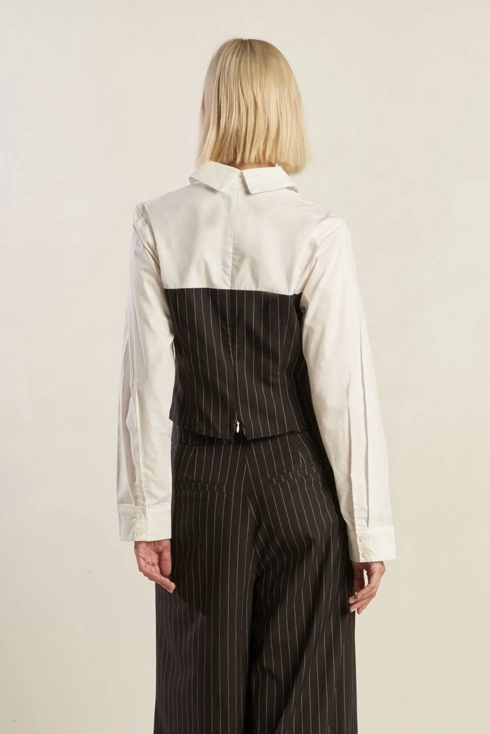 Striped Woven Corset Overlay Top
