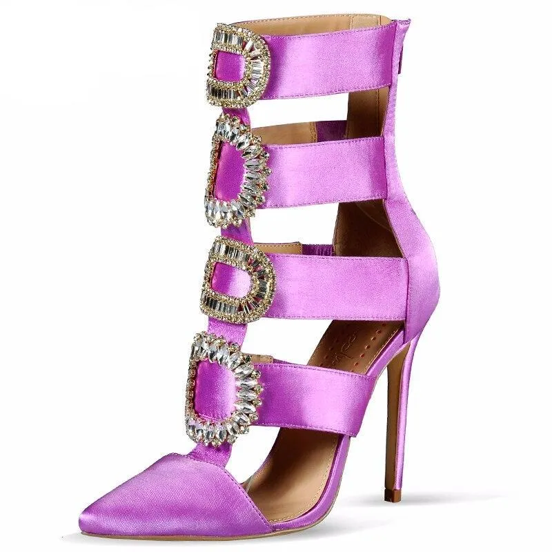 Summer Autumn Winter Shoes Women High Heels Pointed Toe Sandals  Crystal Ankle Boots Wedding shoes Sexy Women sandals