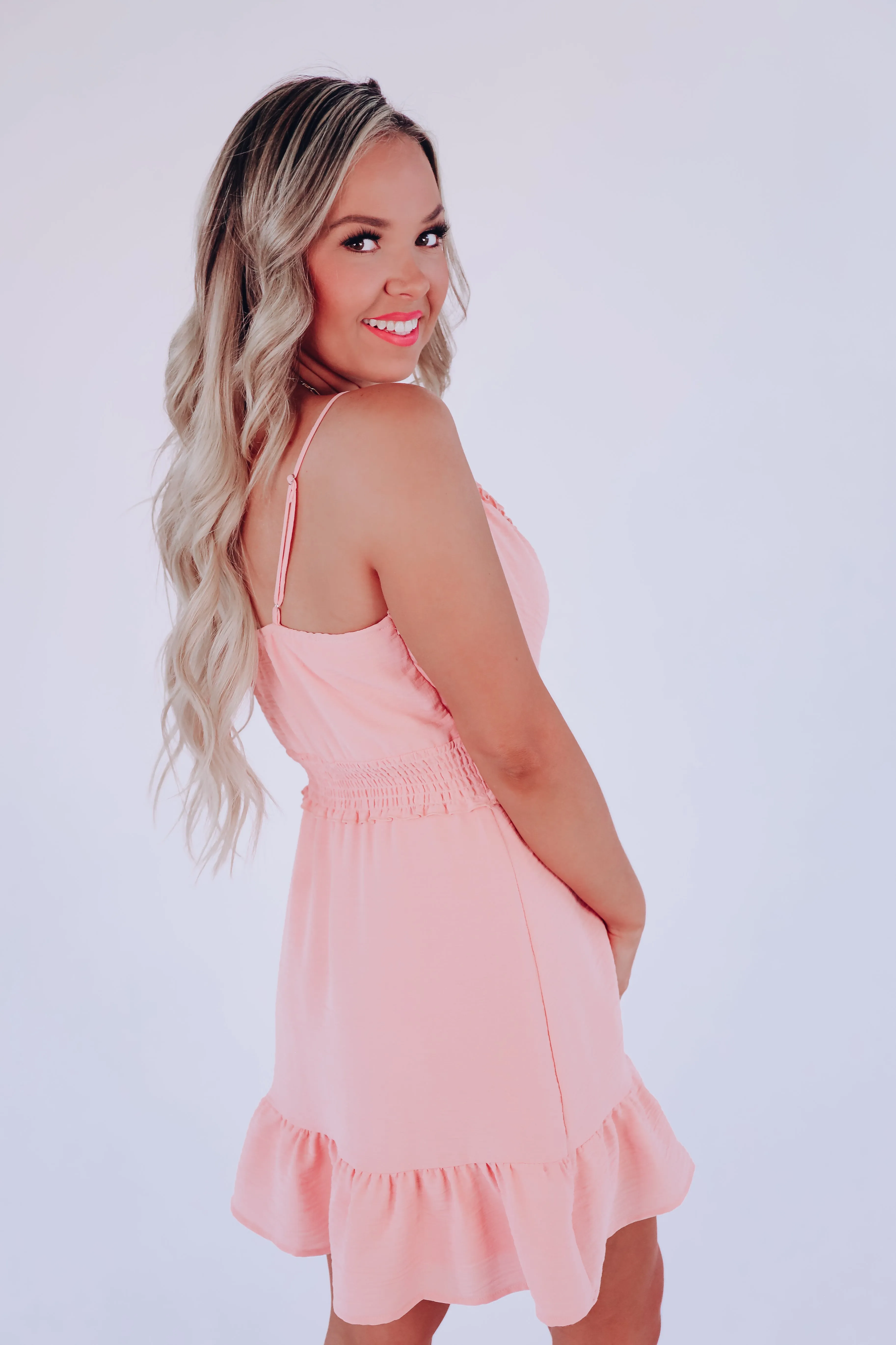 Sweet As A Peach Spaghetti Strap Sun Dress