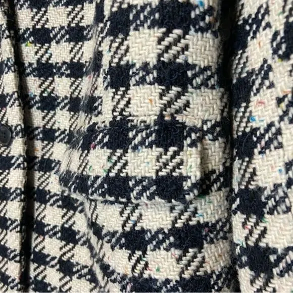 Talbots wool blend blazer navy &amp; cream houndstooth rainbow speckles Size 16