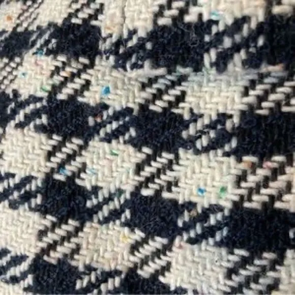 Talbots wool blend blazer navy &amp; cream houndstooth rainbow speckles Size 16
