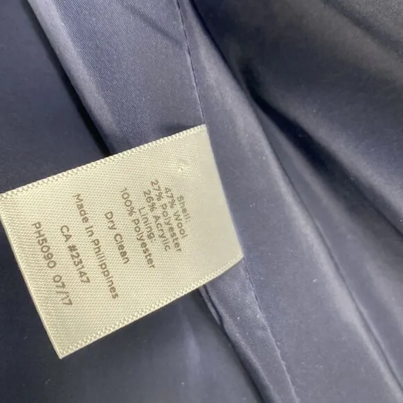 Talbots wool blend blazer navy &amp; cream houndstooth rainbow speckles Size 16