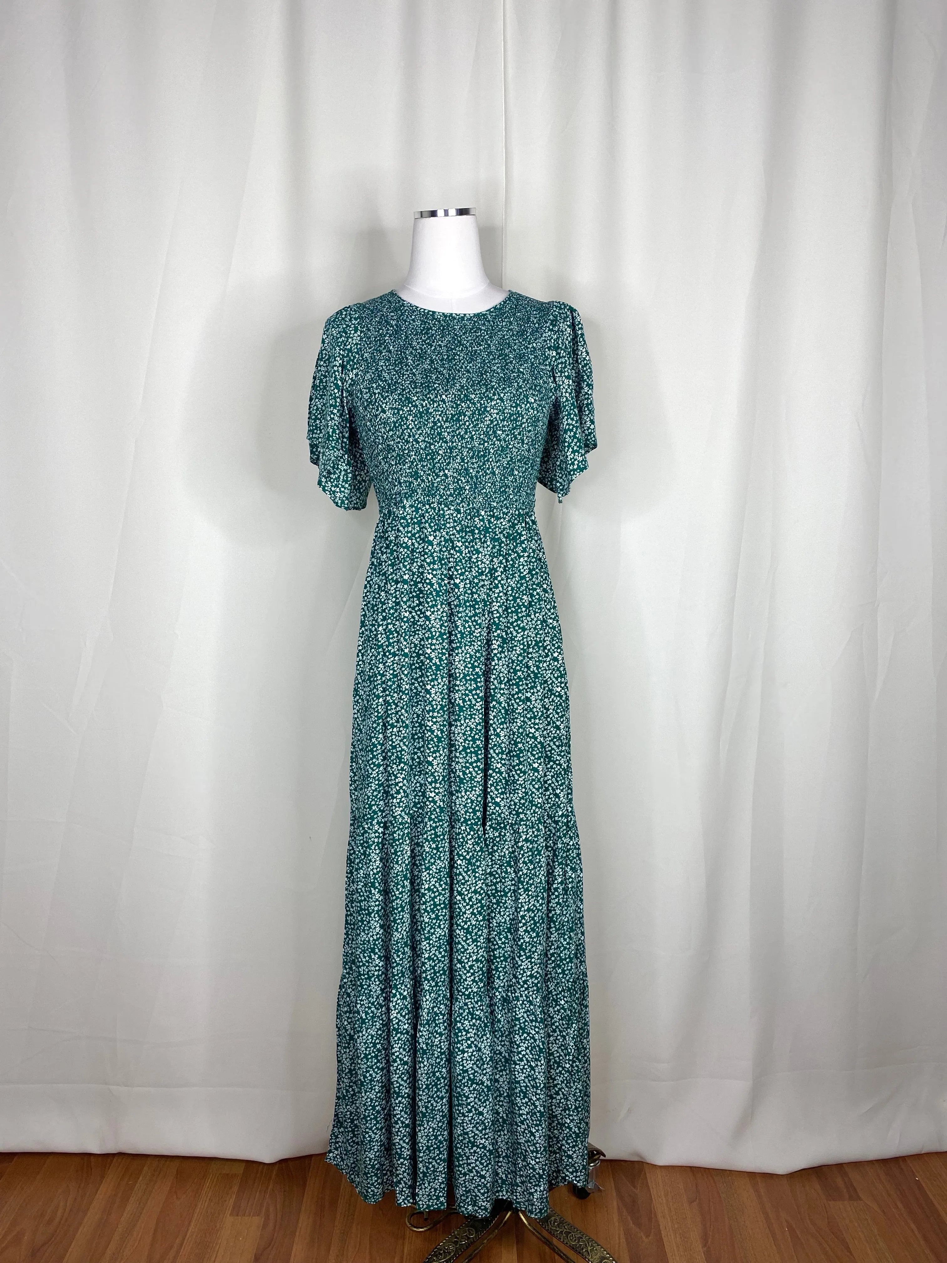 Tiered Floral Maxi Dress in Teal