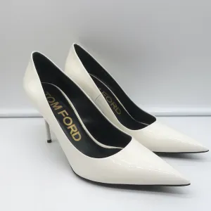 Tom Ford Pumps White Patent Leather Size 39 Pointed Toe Heels NEW