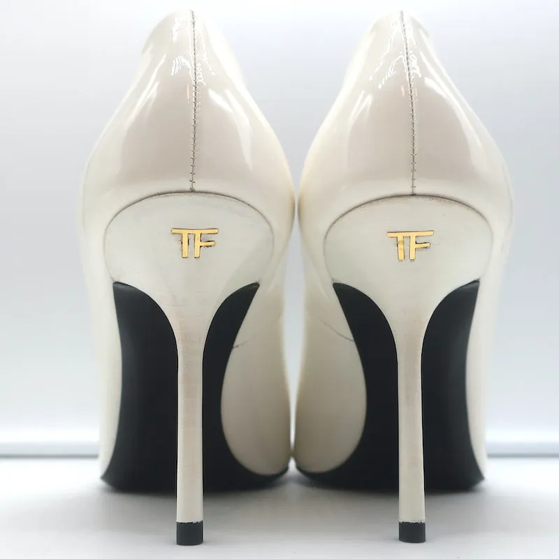Tom Ford Pumps White Patent Leather Size 39 Pointed Toe Heels NEW