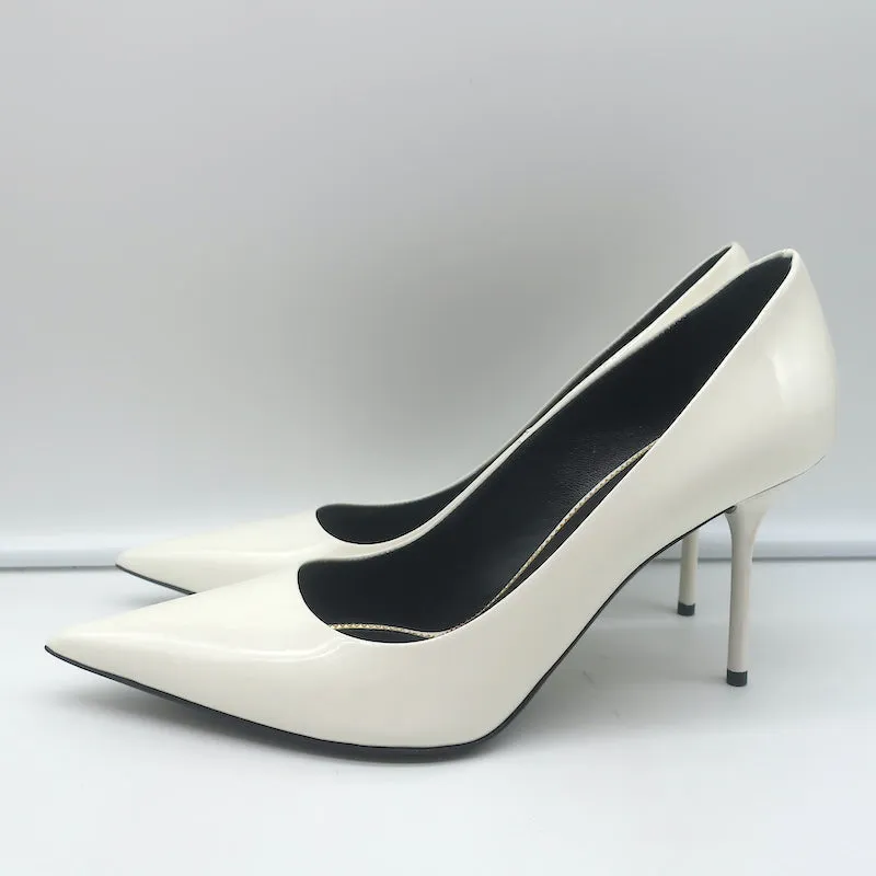 Tom Ford Pumps White Patent Leather Size 39 Pointed Toe Heels NEW