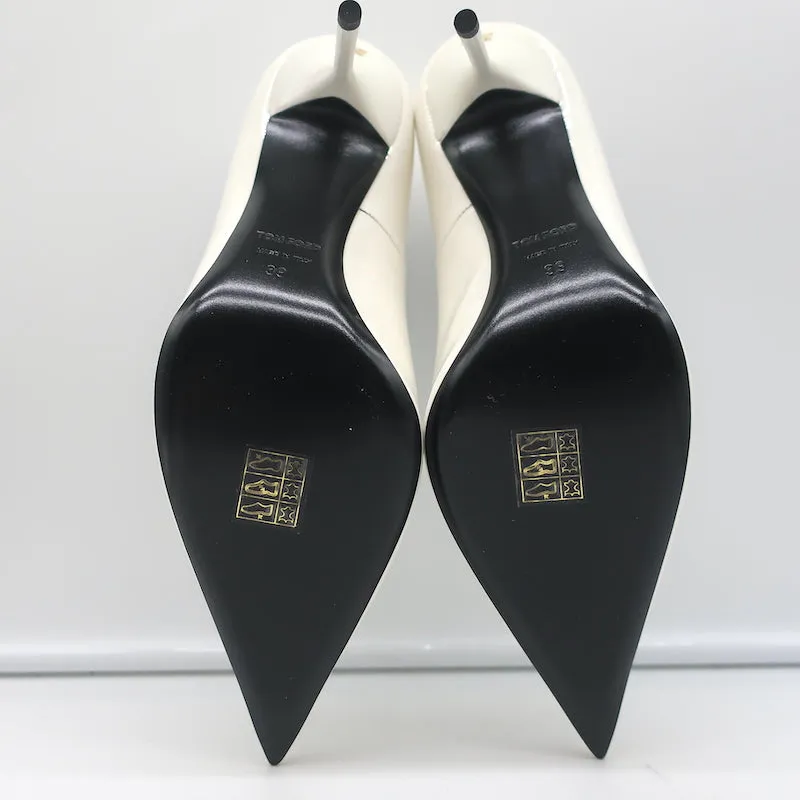 Tom Ford Pumps White Patent Leather Size 39 Pointed Toe Heels NEW