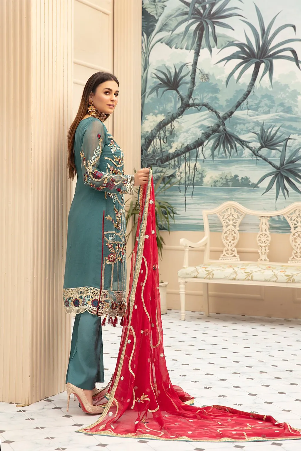 Trendy Stylish Chiffon Dress Best For Formal Wear # CA101