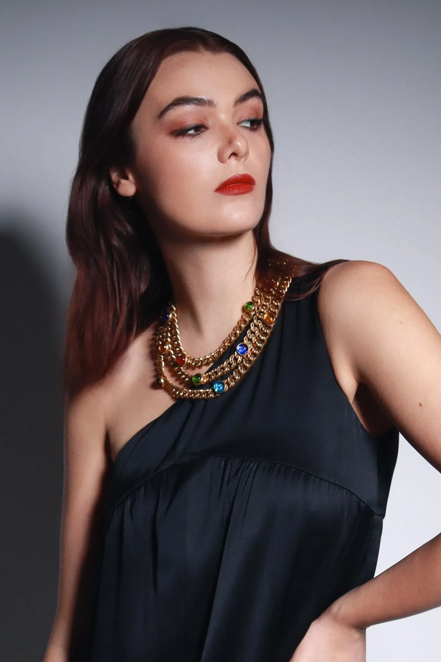 Triple Chain Gripoix Necklace