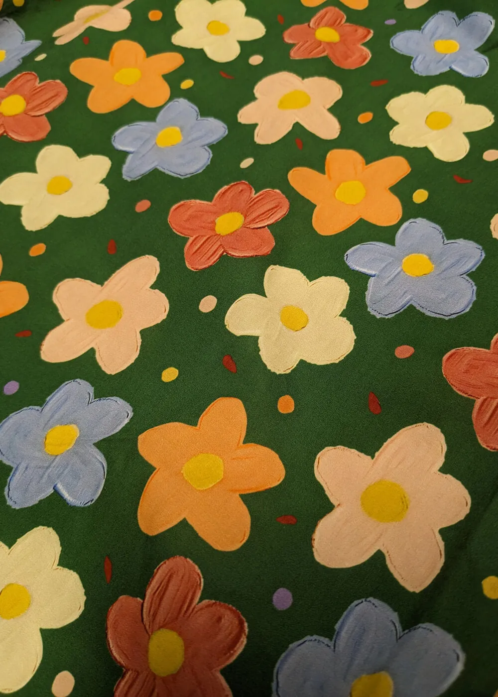 Tulip B Painted Flowers 60's Swing Dress Green