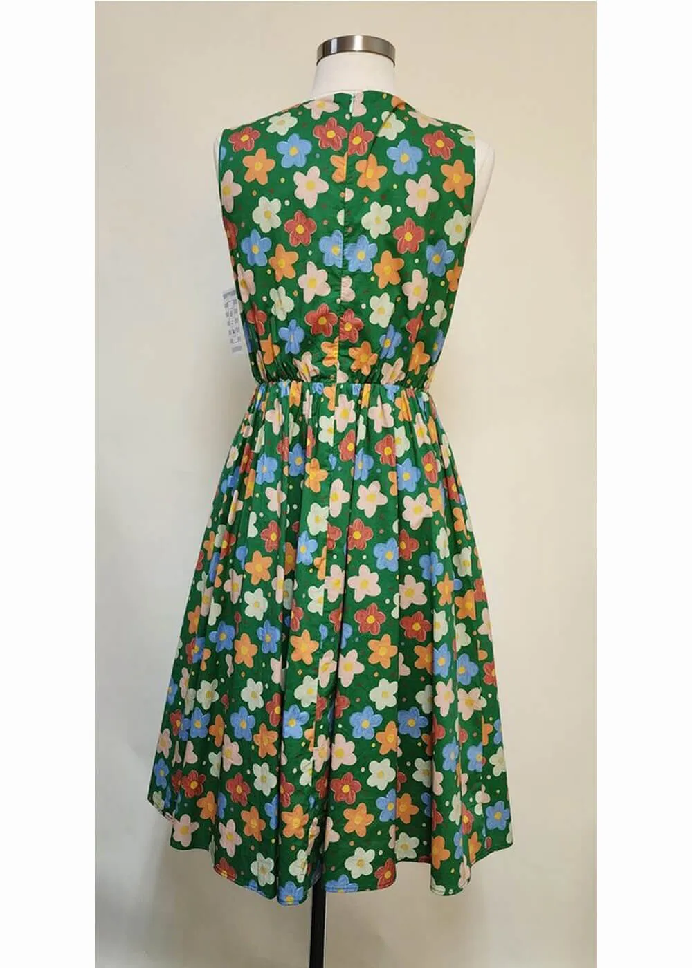 Tulip B Painted Flowers 60's Swing Dress Green