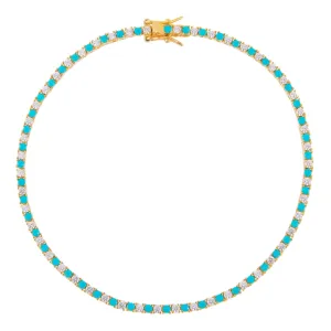 Turquoise CZ Tennis Anklet