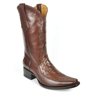 Vela Ostrich Spanish Toe Boot - Tobacco