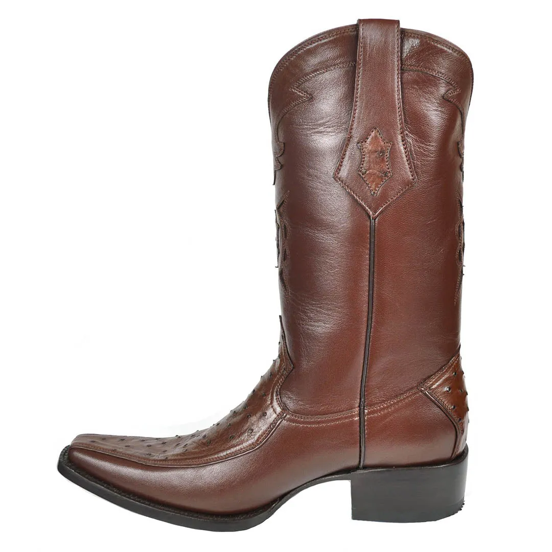 Vela Ostrich Spanish Toe Boot - Tobacco