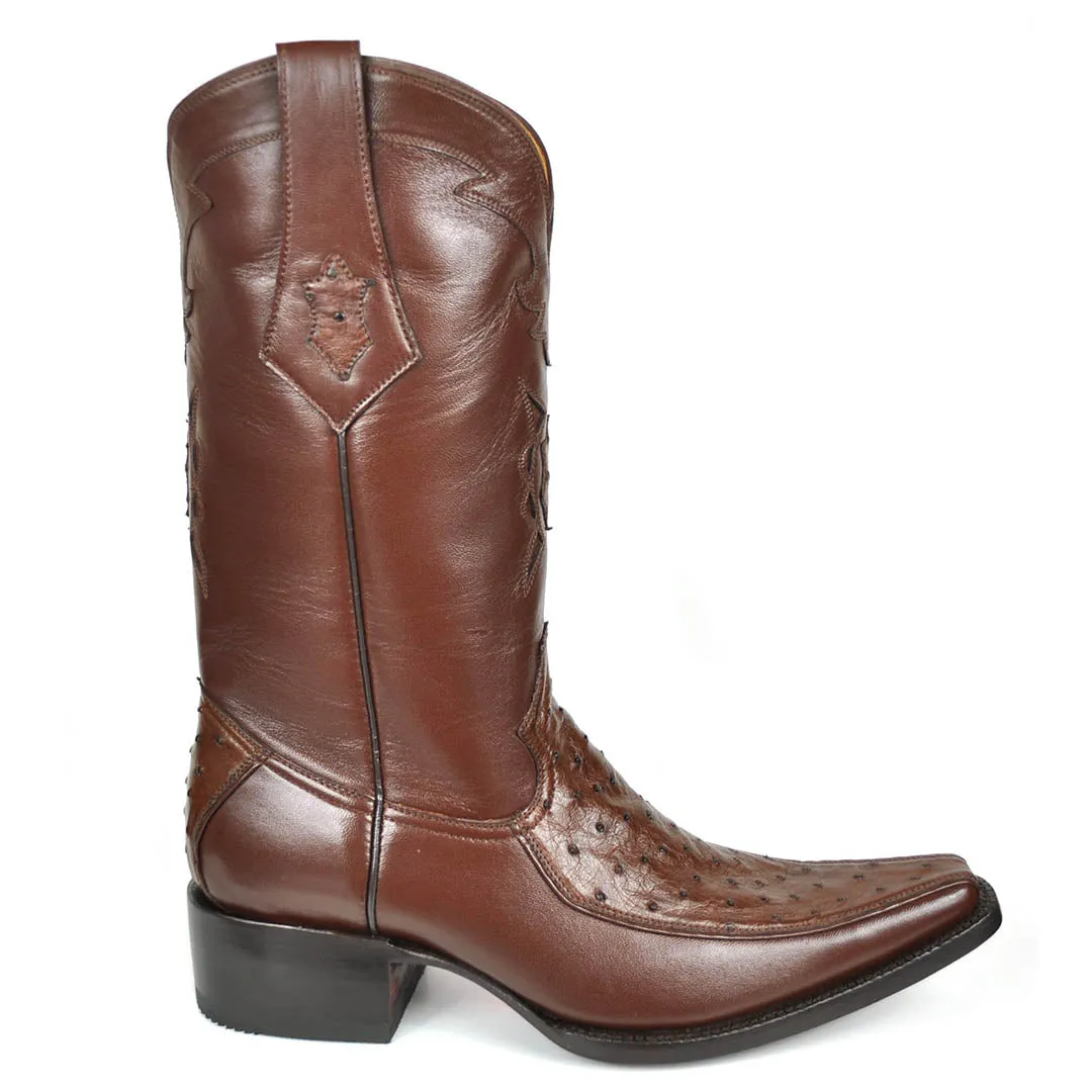 Vela Ostrich Spanish Toe Boot - Tobacco
