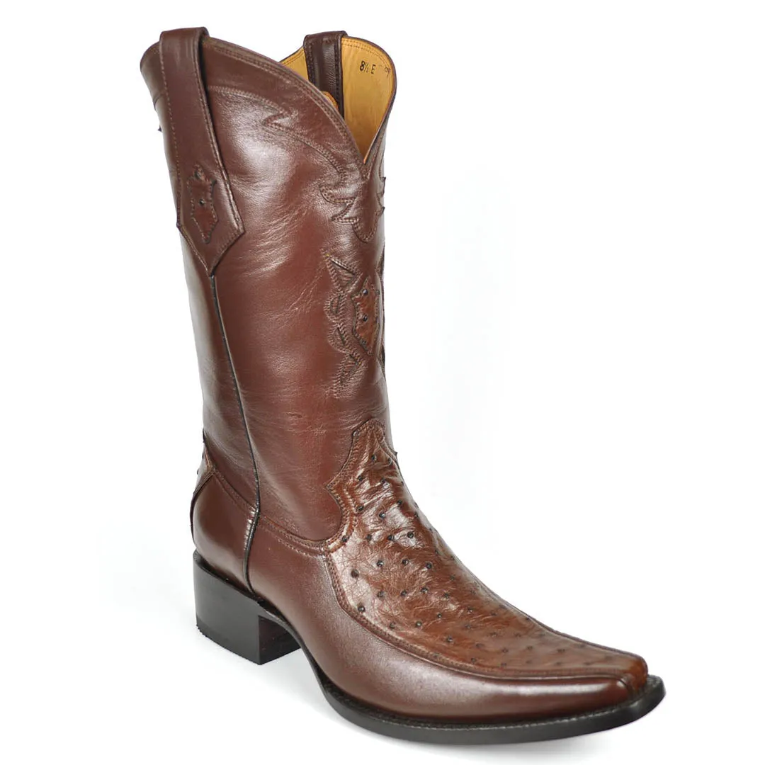 Vela Ostrich Spanish Toe Boot - Tobacco