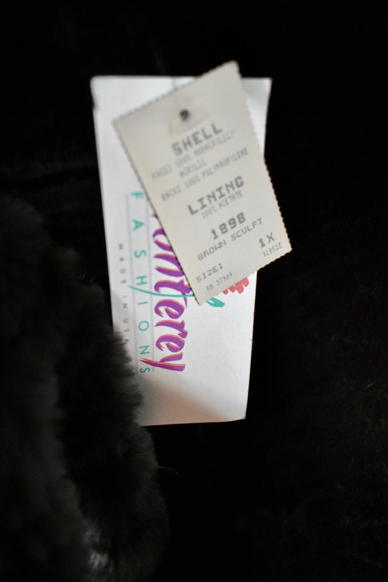 Vintage 1980s Monterey Faux Fur Black Coat With Hood
