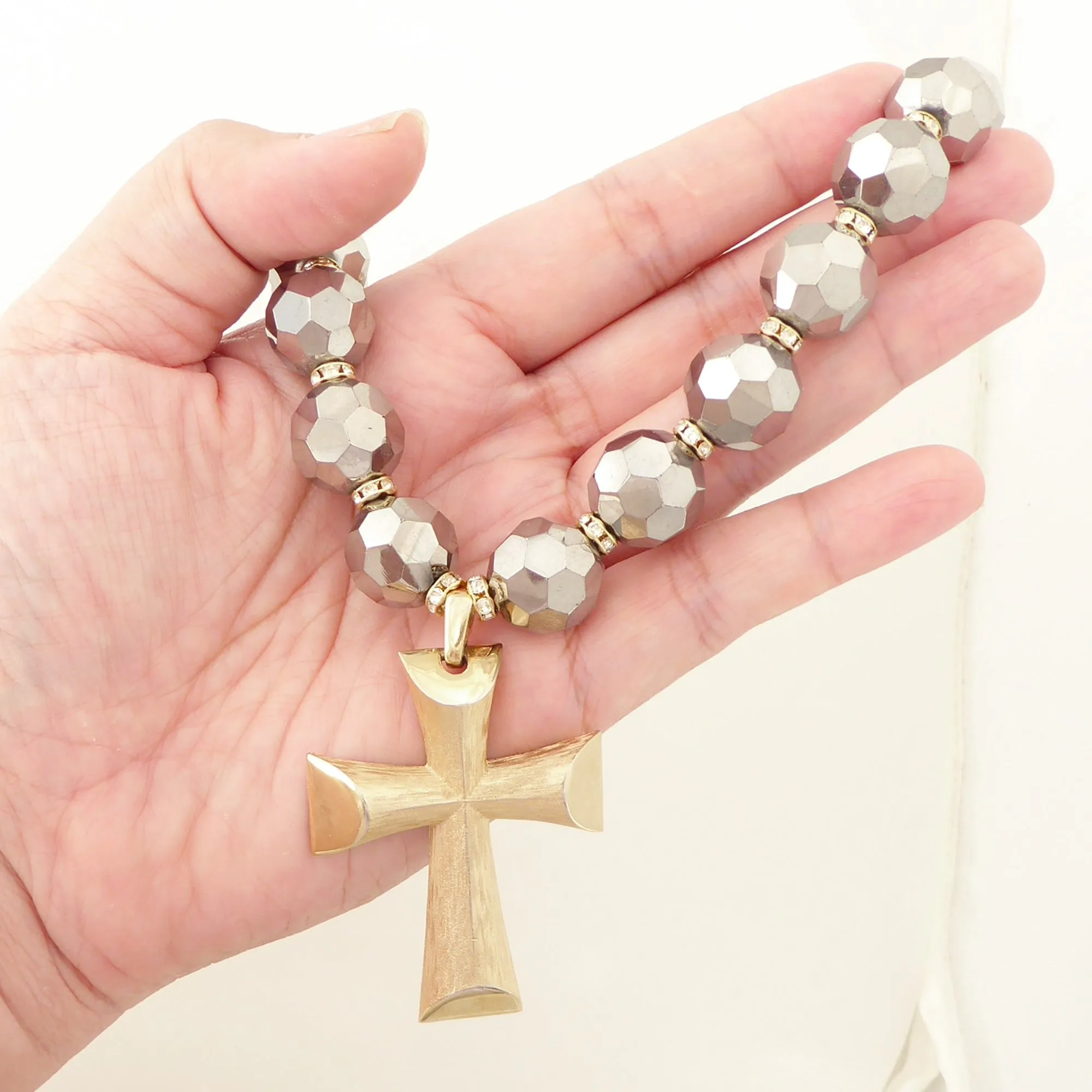 Vintage gold cross necklace