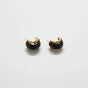 Vintage Kenneth Jay Lane Black and Gold Mini Half-hoop Earrings