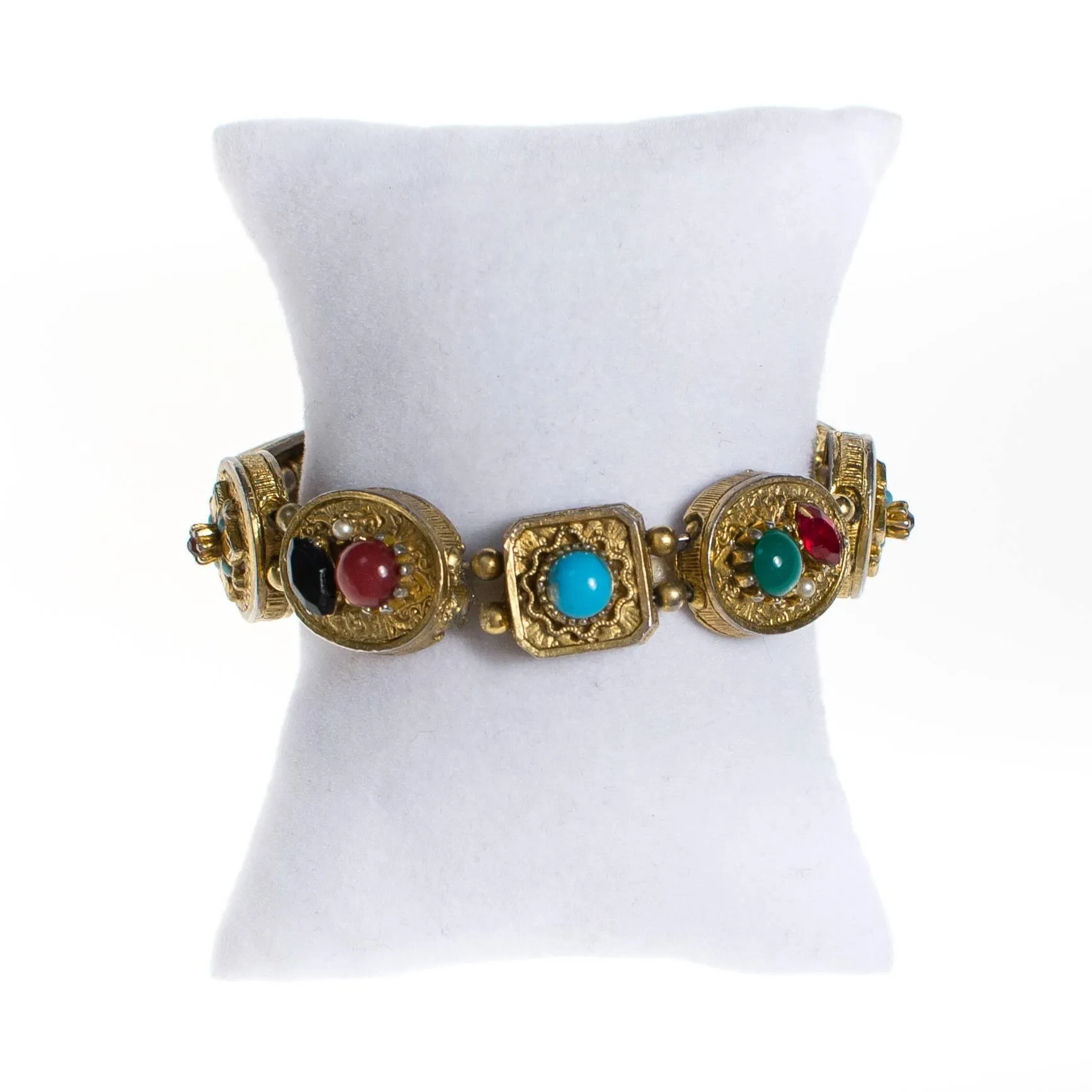 Vintage Victorian Revival Gold Charm Slide Bracelet