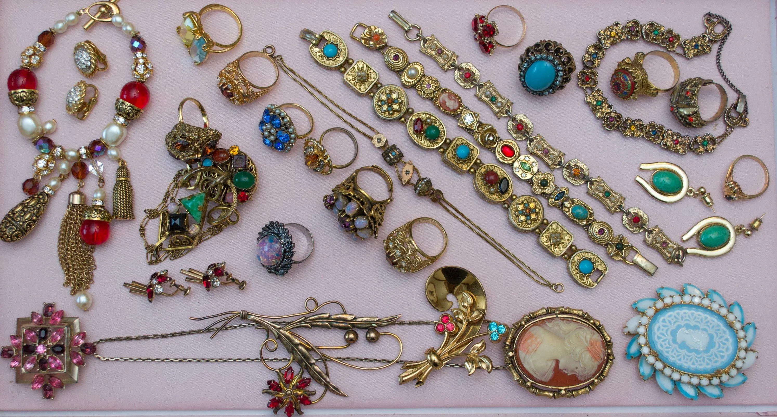 Vintage Victorian Revival Gold Charm Slide Bracelet