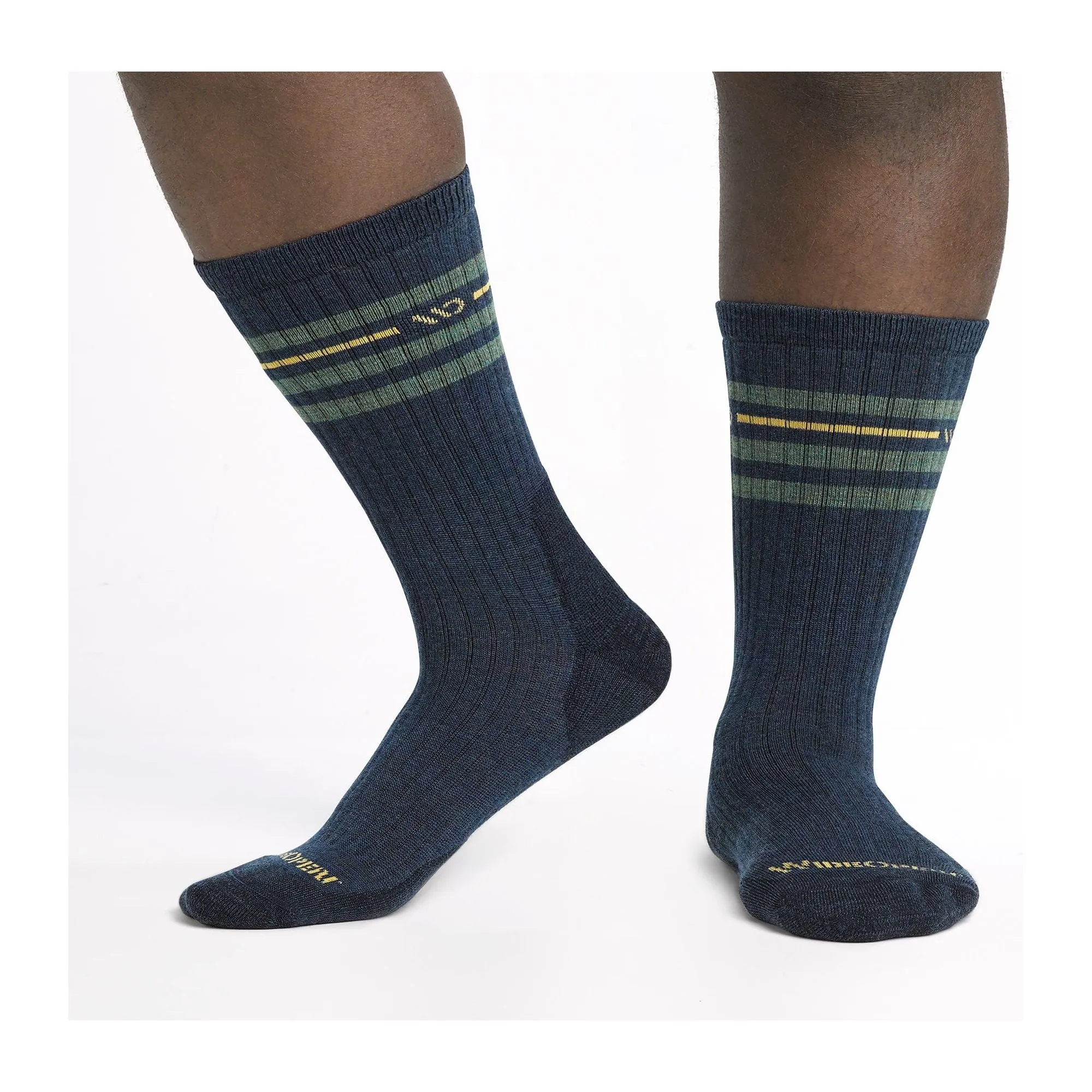 Wide Open Mens Vintage Stripe Cushioned Crew Socks