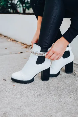 Wild Girl Chunky Heel Bootie - White