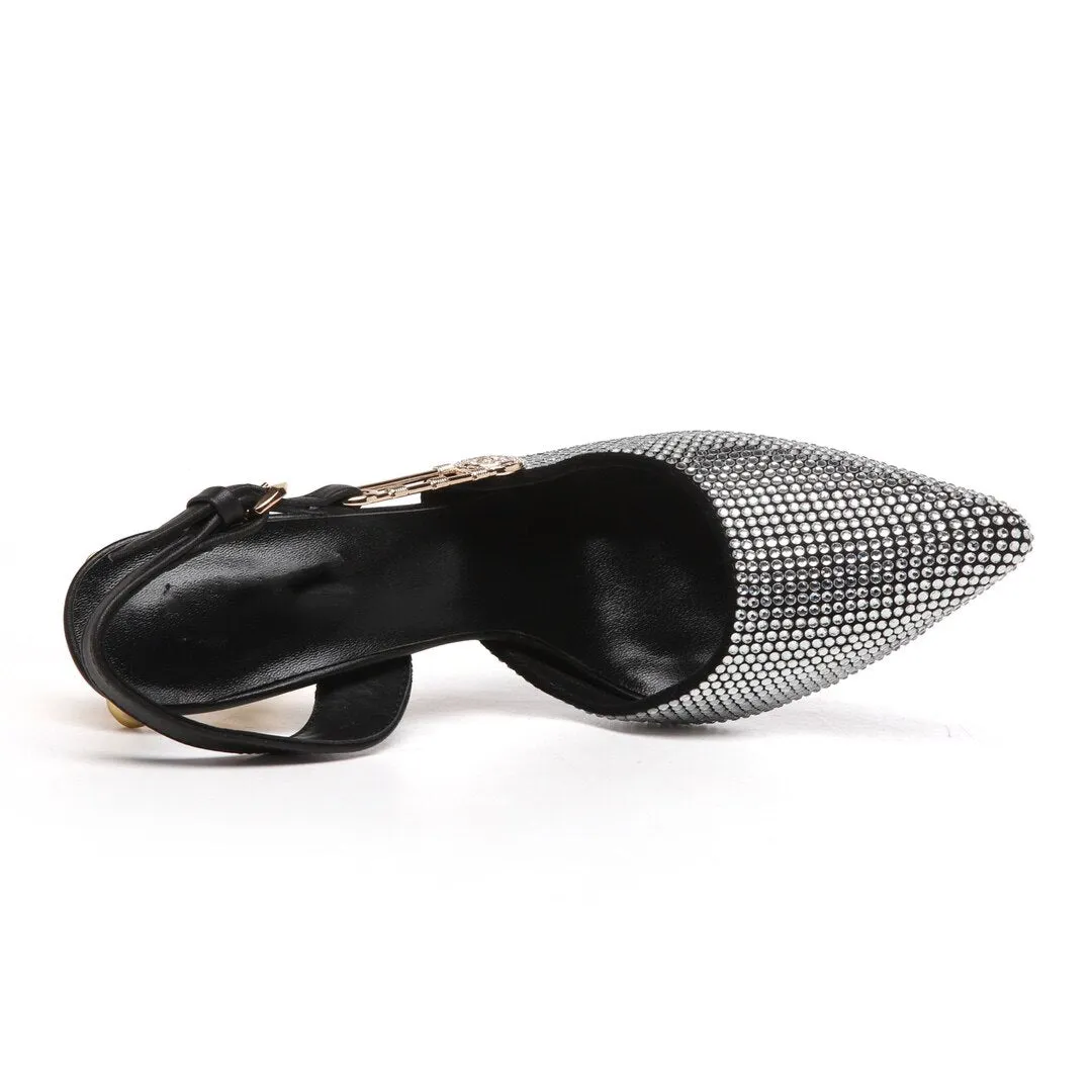Women Sandals Rhinestone Diamond Patent Leather Buckle