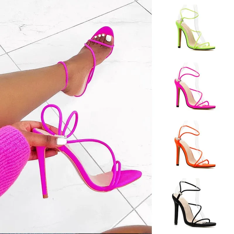Women Sexy Thin Heels Sandals New Candy Color High Heel
