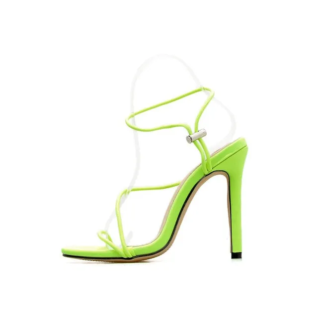 Women Sexy Thin Heels Sandals New Candy Color High Heel
