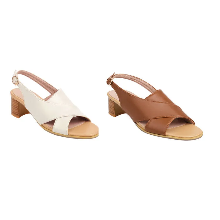 Women's  Peep Toe Slingbacks Block Heel Sandals