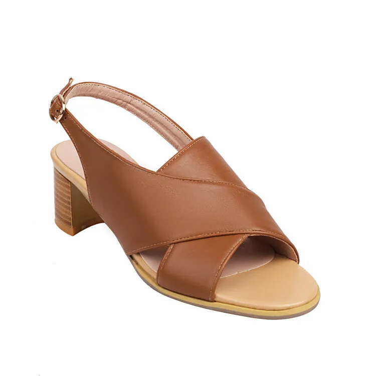 Women's  Peep Toe Slingbacks Block Heel Sandals