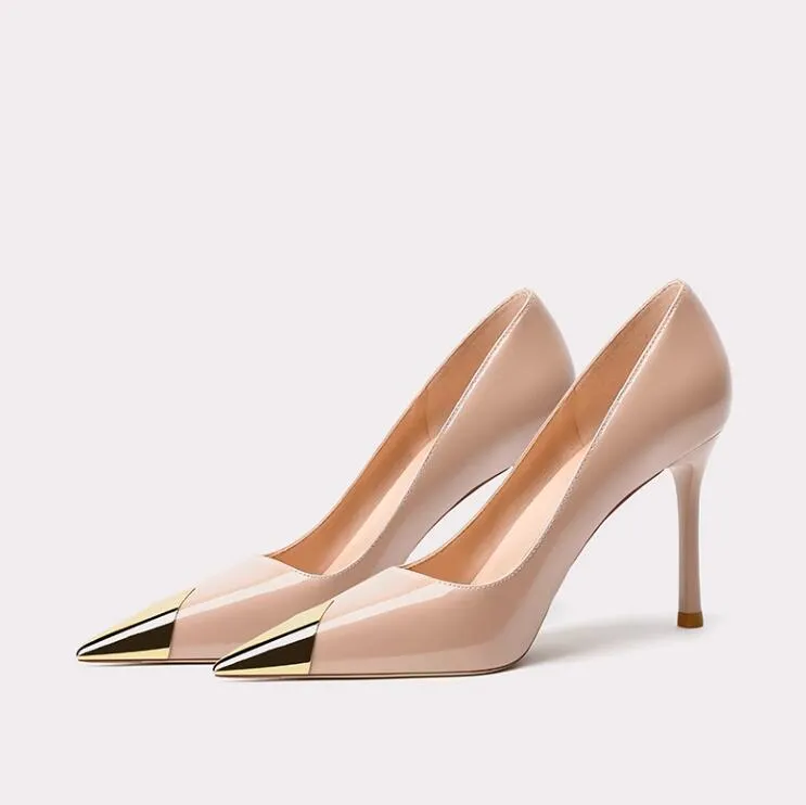Women's Petite Patent Heels With Toe Cap TS17
