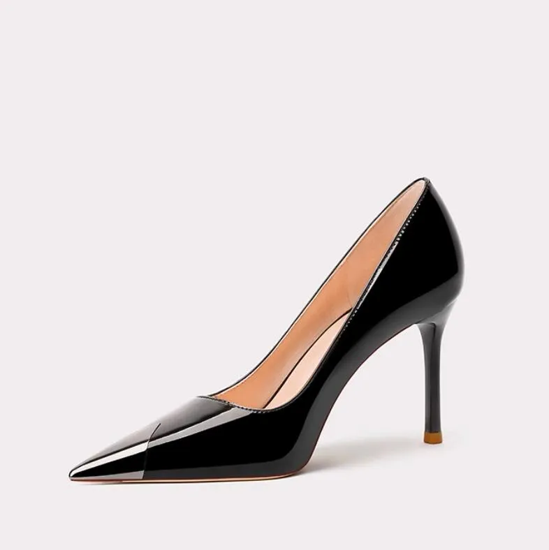 Women's Petite Patent Heels With Toe Cap TS17