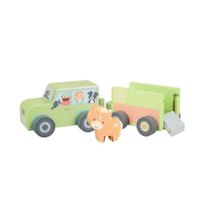 Wooden Farm 4 x 4 & Horsebox with Horse Toy