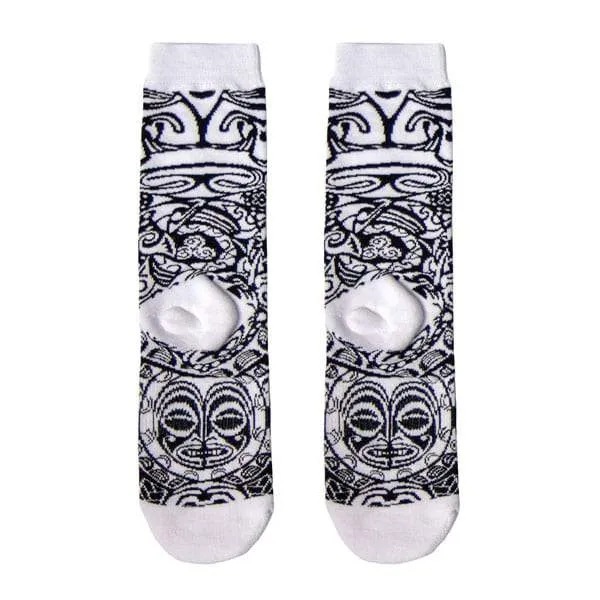 Woven Socks | Crew | Polynesian | Black & White