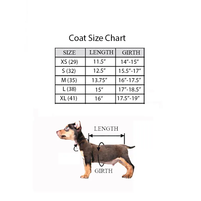 YUMI Dog Puffer Coat in Silver Grey with Metallic Hearts