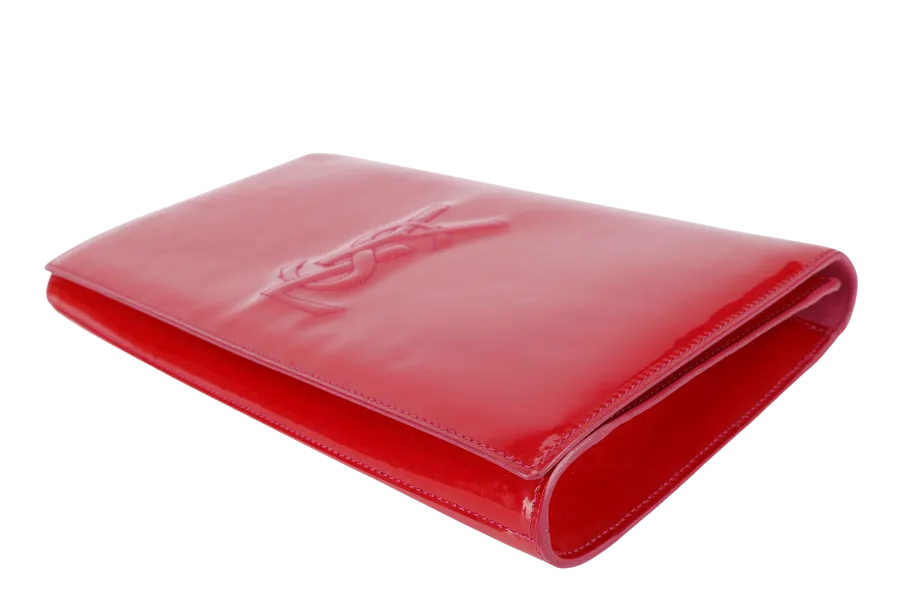 YVES SAINT LAURENT (YSL) BELLE DE JOUR CLUTCH RED PATENT WITH DUST COVER