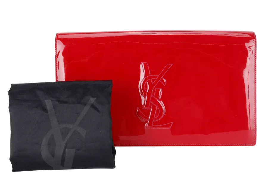 YVES SAINT LAURENT (YSL) BELLE DE JOUR CLUTCH RED PATENT WITH DUST COVER