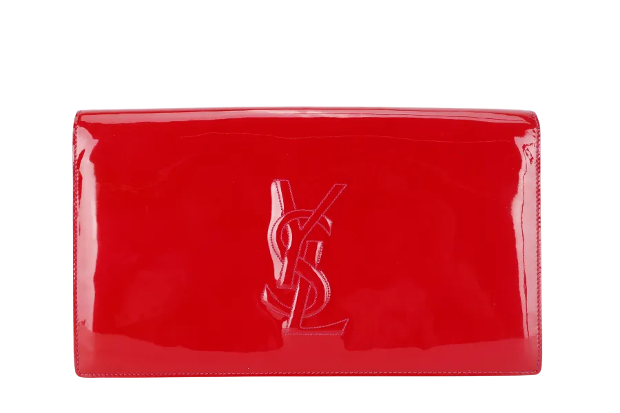 YVES SAINT LAURENT (YSL) BELLE DE JOUR CLUTCH RED PATENT WITH DUST COVER