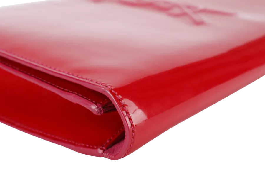 YVES SAINT LAURENT (YSL) BELLE DE JOUR CLUTCH RED PATENT WITH DUST COVER