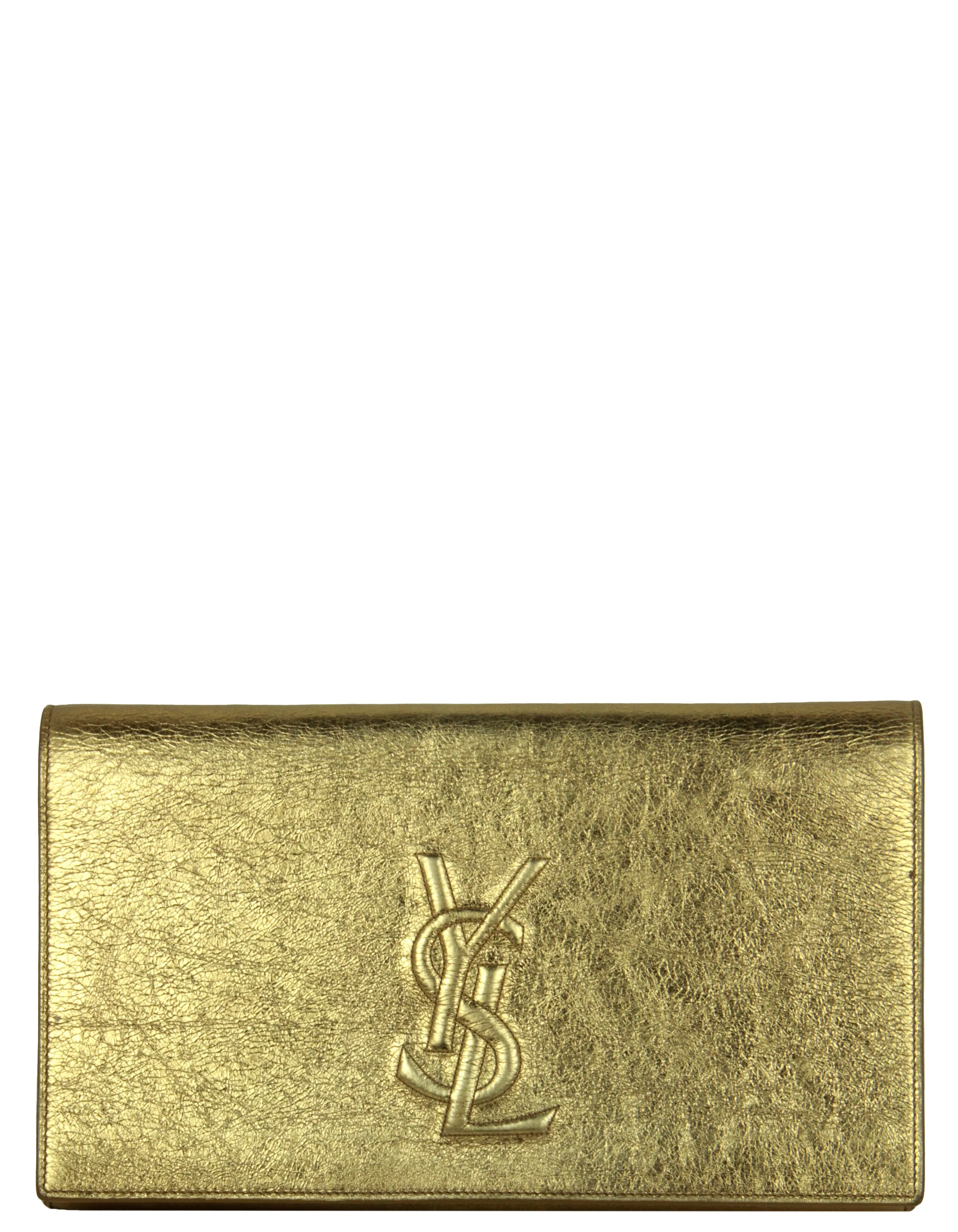 Yves Saint Laurent YSL Gold Large Belle De Jour Clutch Bag